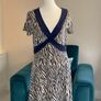 Ladies Navy & Cream Midi Dress from Laura Ashley. Size UK 12 / EU 40 Image 6