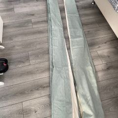 Teal coloured curtains 90x90 with islets to hang them from a pole.