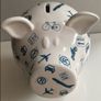 Extra Large ceramic piggy Bank featuring transportation and road signs Image 6