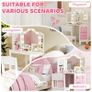 LED Kids Dressing Table and Stool Set Tri-Folding Mirror Image 5