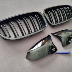 BMW F10 F11 Lci Black Kidney Grilles & Mirror Covers Set Brand New
