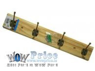 main image for ad 37711 Hangers Clothes Pine Wood Rack 4 Hooks