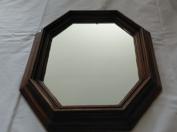 Antique French mirror wooden frame octagon shape