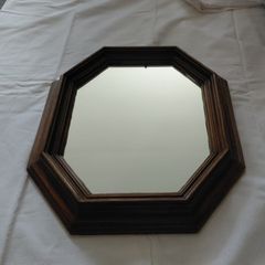 Antique French mirror wooden frame octagon shape