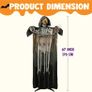 69inch Halloween Animated Grim Reaper Decoration with Chain, Life Size Skeleton with Light-up Eyes Creepy Sound Sound Activated for Halloween Haunted House Prop Outdoor Indoor Lawn Decorations Image 4