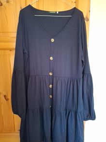 dress, navy with button detail