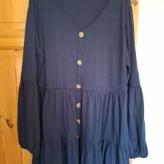 dress, navy with button detail