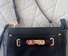 Coach mini swagger black pebble leather crossbody handbag