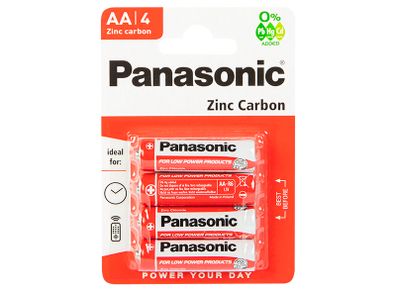 New 4x High Quality Panasonic Zinc Carbon Battery AA 1.5V 4 Pieces LR6 #951