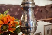 Vintage Silver Plated Sugar Caster or Shaker Baluster Shaped Body Floral foliate Engraving