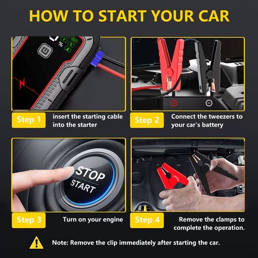 12V Car Jump Starter 8000A Peak Auto Battery Booster Pack Power Bank, Jump Box With LED Light LCD Screen (Up To All Gas Or 10.0L Diesel Engine)
