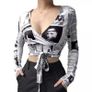 Long Sleeve Newspaper Pattern Top Image 7
