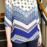 Blue & White Patterned Blouse Greek Style - Size  XL / 42 / 14 Image 5