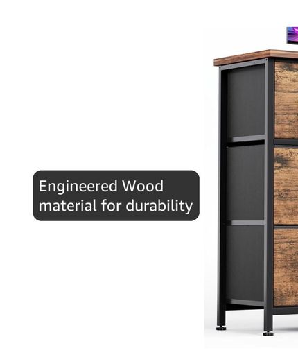 Chest of Drawers for Bedroom with 7 Drawers, Fabric Storage Drawer, Tall Brown Hallway Storage Unit
