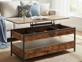 Height-Adjustable Lift-Top Coffee Table XL  with Storage 120 cm Industrial Design