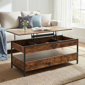 Height-Adjustable Lift-Top Coffee Table XL  with Storage 120 cm Industrial Design