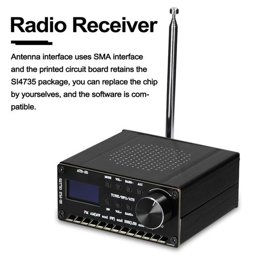 ATS-20 SI4735 Radio Receiver Full-wave Band Radio Receiver FM AM (MW & SW) SSB (LSB & USB) Covering Commercial Ham Radio Bands