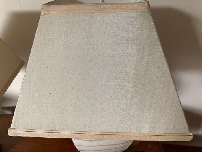2 cream and beige table lamps