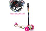 CAROMA Scooter for Kids, 3 Wheel Foldable Toddler Scooter for Boys and Girls Ages 3-12 Years Old, with 4 Height Adjustable, LED Flashing Wheels and Lean-to-Steer