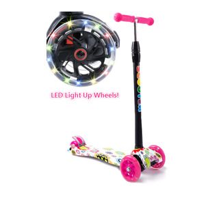 CAROMA Scooter for Kids, 3 Wheel Foldable Toddler Scooter for Boys and Girls Ages 3-12 Years Old, with 4 Height Adjustable, LED Flashing Wheels and Lean-to-Steer