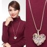 Crystal Rhinestone Hollow Heart Pendant Image 3