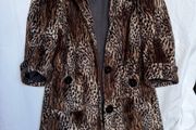 Guess M Leopard Animal Print Half Sleeve Faux Fur Coat Jacket Size M Vontage