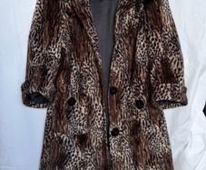 Guess M Leopard Animal Print Half Sleeve Faux Fur Coat Jacket Size M Vontage
