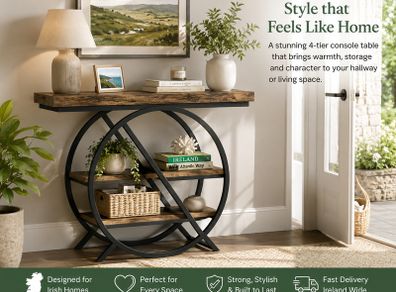 Console Table Round  with Geometric Design