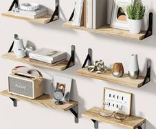 NEW SALE | Floating Shelves Set of 6, Wood Floating Shelves for Wall Decor, Rustic Farmhouse Wall Shelves for Bedroom, Bathroom Shelves for Wall Storage