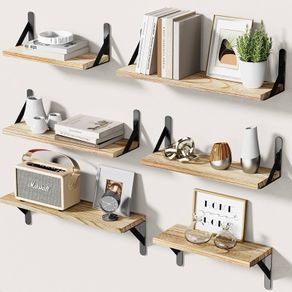 NEW SALE | Floating Shelves Set of 6, Wood Floating Shelves for Wall Decor, Rustic Farmhouse Wall Shelves for Bedroom, Bathroom Shelves for Wall Storage