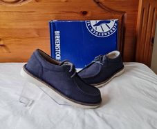 Birkingstock pasadena moc toe Size 5 eu 38 blue suade Lace up brand new boxed