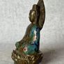 Cloisonne Guanyin Sitting On A Lotus Throne - Enameled  Bronze, Signed Image 3