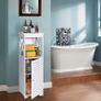 Waterproof Bathroom Cabinets,White Bathroom Storage Shelf Organizer Cupboard with Daily use Layer and 1 Cupboard Door Image 3