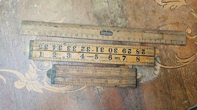 3 wooden rulers