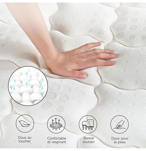 King Size Hybrid Mattress, 10.2 Inch with Breathable Foam and Pocket Spring, Medium Firm, 150x200x26cm