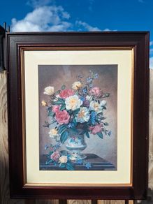 Vintage Albert Williams Framed Floral Print Cottagecore / Grandmillennial Style