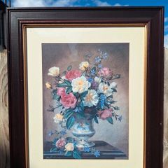 Vintage Albert Williams Framed Floral Print Cottagecore / Grandmillennial Style