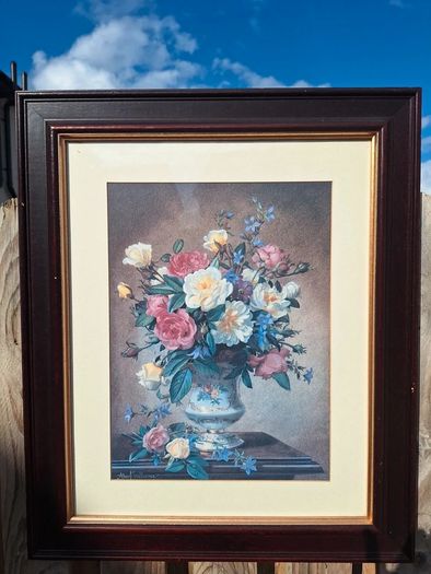 Vintage Albert Williams Framed Floral Print Cottagecore / Grandmillennial Style