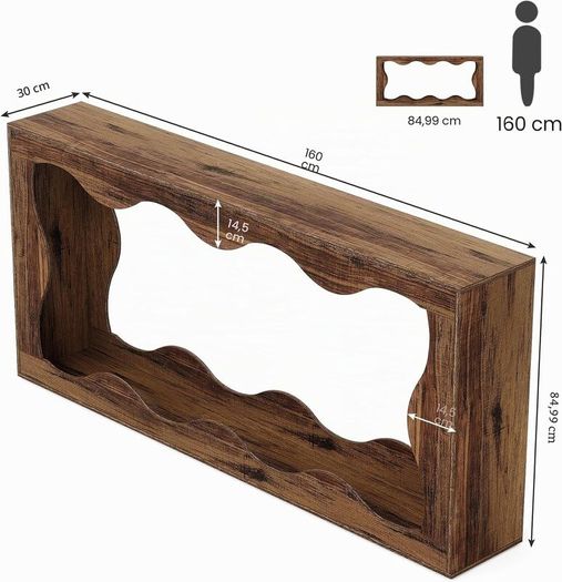 160 cm Console Table in Country House Style with Storage Space, Coffee Table Behind the Sofa