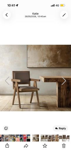dining chairs - Grey oak frame | Luxurious leather seat and back | Mid-Century design | Rustic luxe style with Scandinavian edge