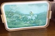 A Large Gilt framed Vintage Hunt Scene Breakfast Tray 22"x14"