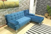 Blue Velvet Nordic Comfort Chaise Sofa, 198cm