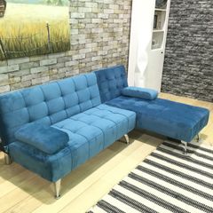Blue Velvet Nordic Comfort Chaise Sofa, 198cm