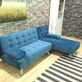 Blue Corner Sofa Bed with Chaise Longue, Aroa xs Image 3