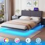 5ft King Bed Frame With USB Charging Station,Dark Grey Floating Bed Frame with Storage Headboard and LED Light,Upholstered Platform Bed Frame Double Size,Noise-Free Strong Slats Image 10