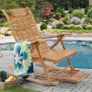 Heavy Duty Bamboo Rocking Chair Adjustable Lounge Recliner Leisure Living Room Image 2
