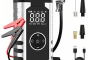 Portable Jump Starter with Air Compressor &amp; Battery Booster - 12V with Smart Jumper Cables, LCD Display, Fast Charge -/, Tire Inflator for, SUVs, Trucks (for 5.0L Gas/3.0L Diesel Engines) - Emergency Power Bank, Start