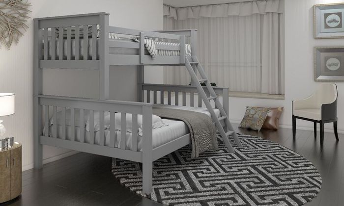 Pine Triple Bunk Bed (Grey) + Mattresses