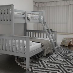 Pine Triple Bunk Bed (Grey) + Mattresses