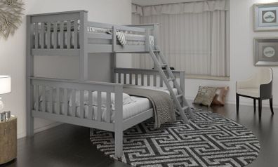 Pine Triple Bunk Bed (Grey) + Mattresses